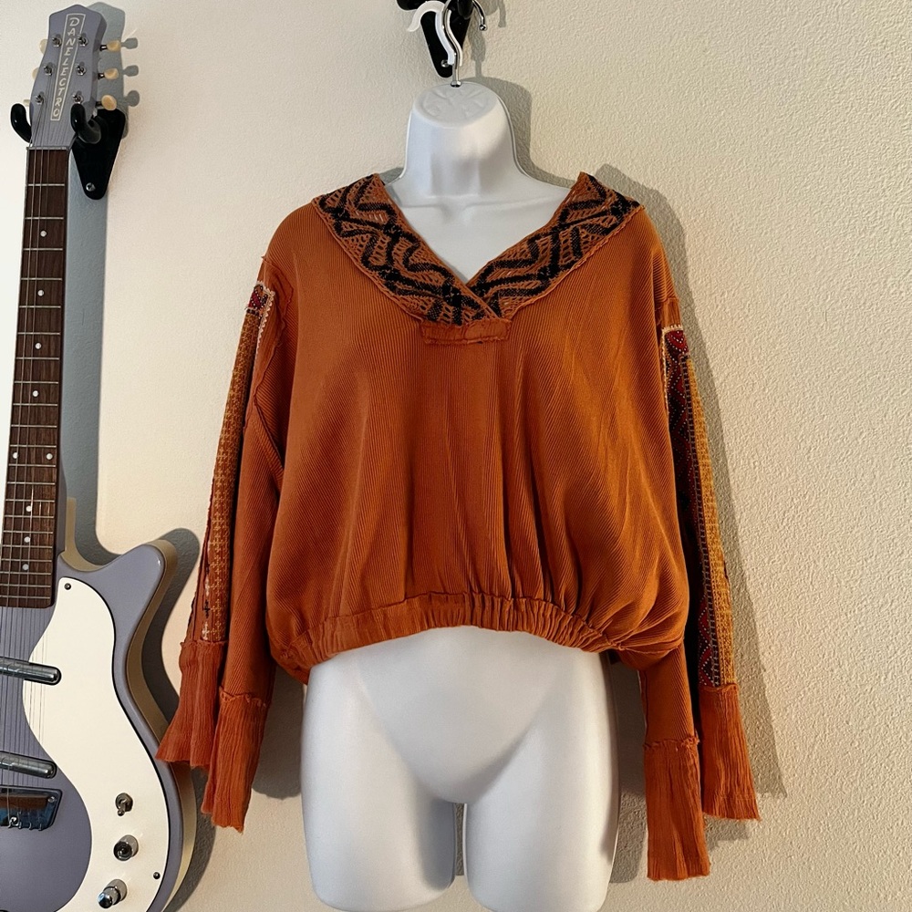 Free People Orange Cross Country Top Large